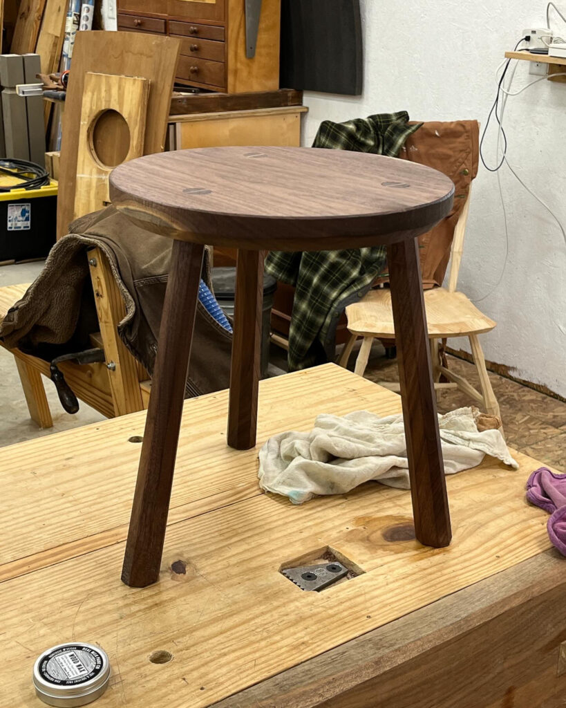 Walnut milking stool