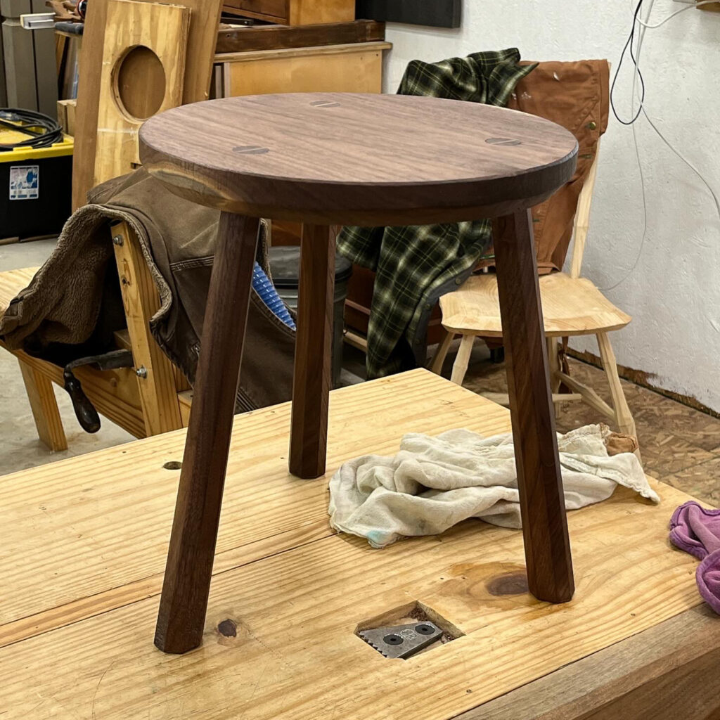 Walnut milking stool